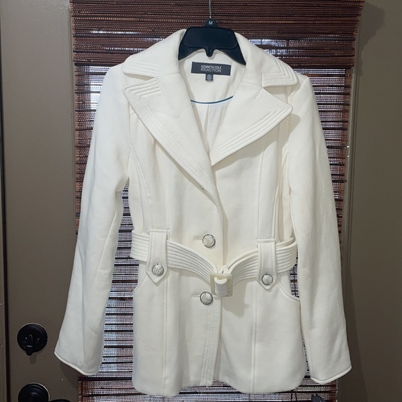 Kenneth Cole Reaction Womens Cream Pea Coat Size Small NWT - Picture 2 of 10